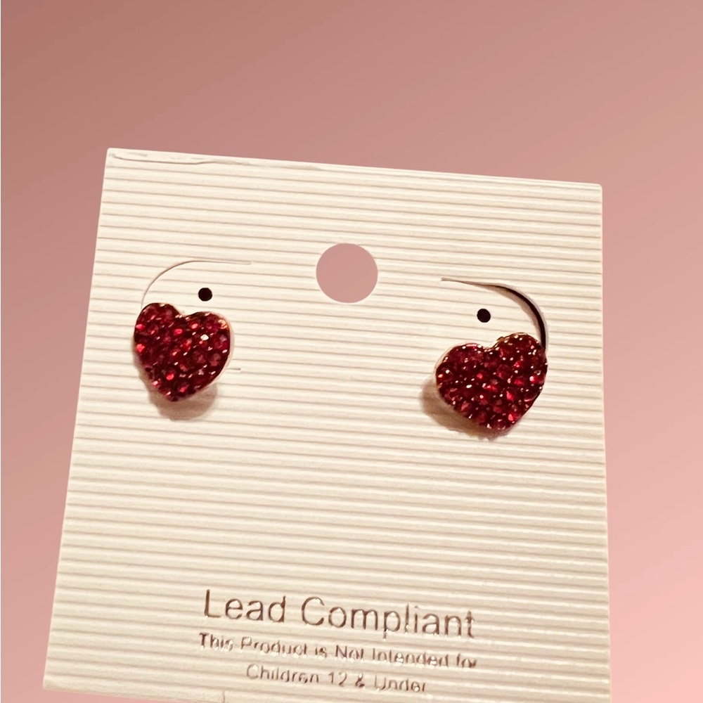 Red Heart Stud Earrings